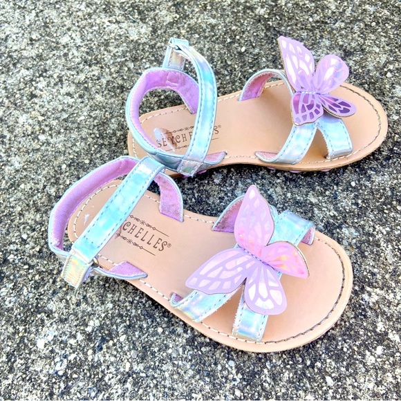Butterfly Sandals Hologram Silver Toddler girl sz 7 - Picture 2 of 5